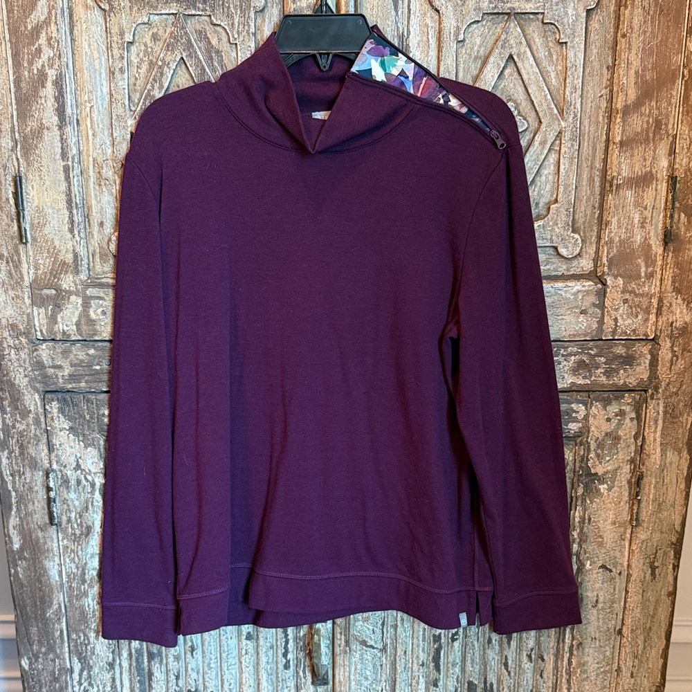 Talbots Rich Berry Top with Unique Collar